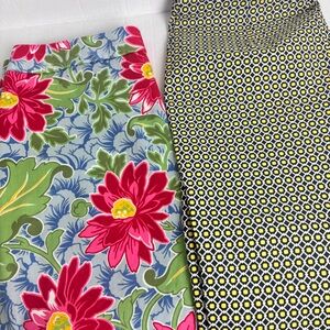 Woman’s 2-skirts-Talbots 14P-floral/Linda Matthew Large/geo print